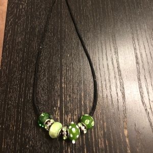 Green glass beads necklace women’s